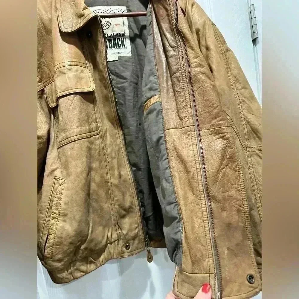 NZO New Zealand Outback brown Leather bomber jacket